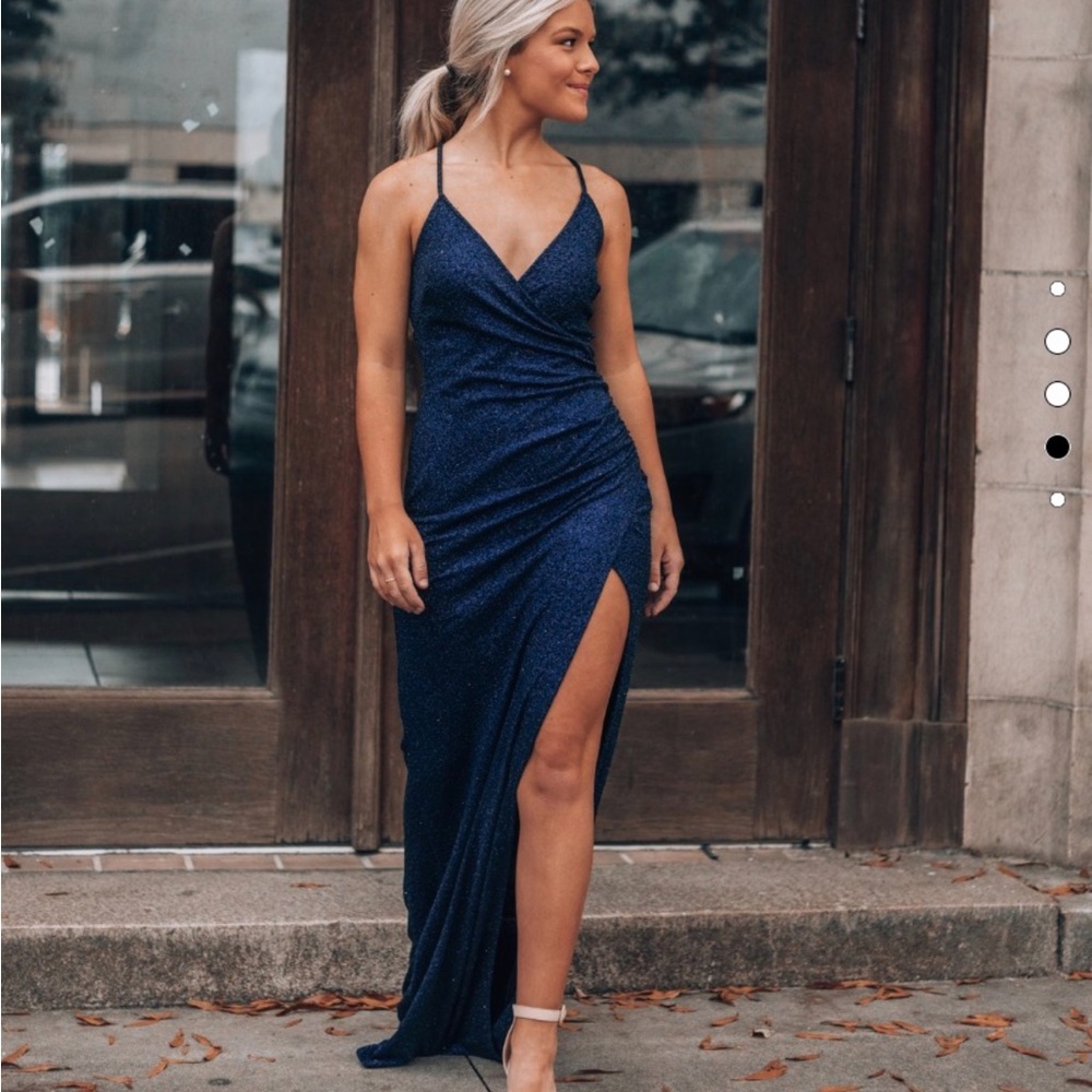 Lovely Day Alena High Slit Glitter Maxi Dress- size 10